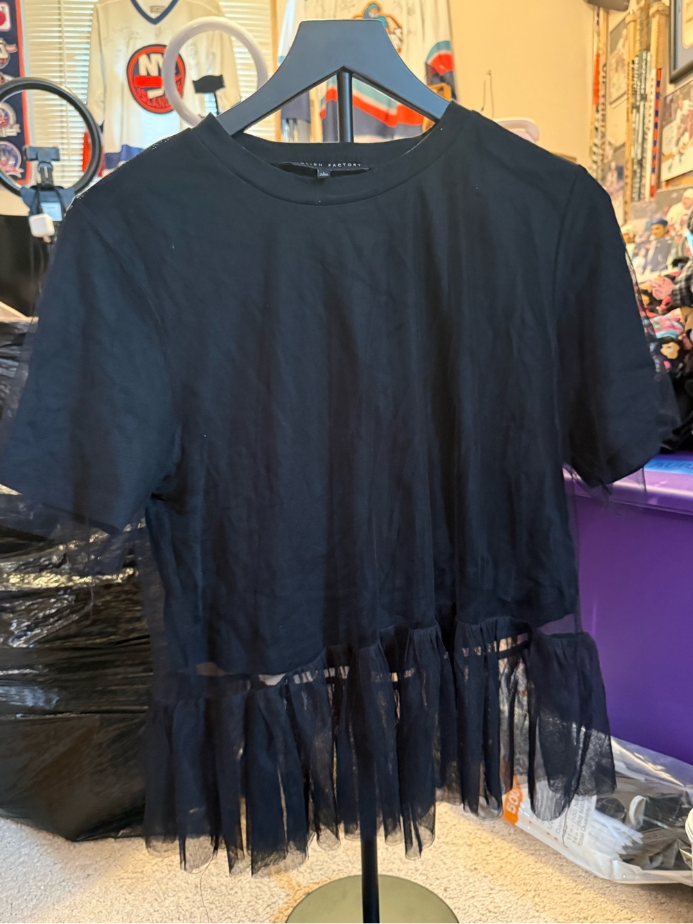 English Factory tulle and cotton tee shirt